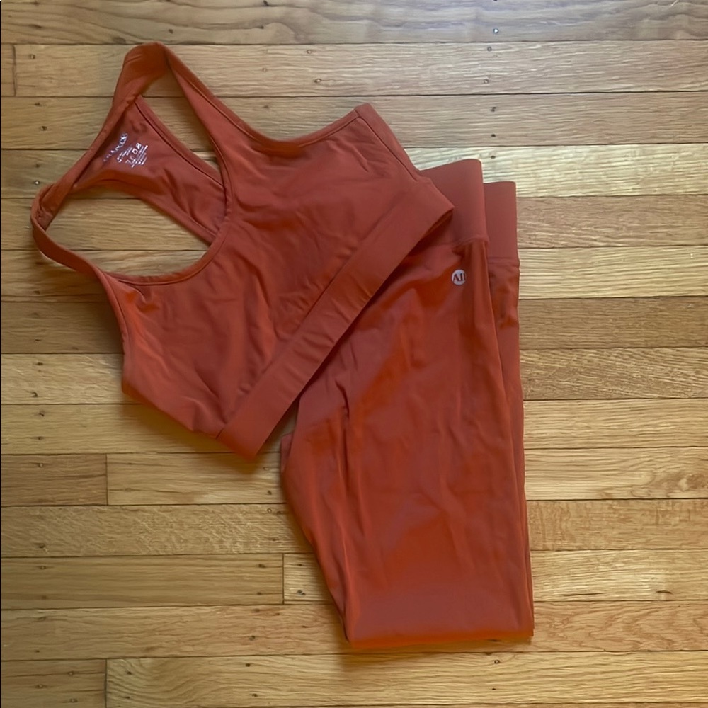 Women's Bandier all access orange Sports Bra and Leggings Set